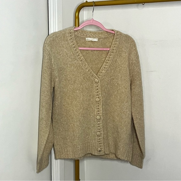 LoveShackFancy Guthrie Wool-Blend Cardigan in Brown/Beige Size Small